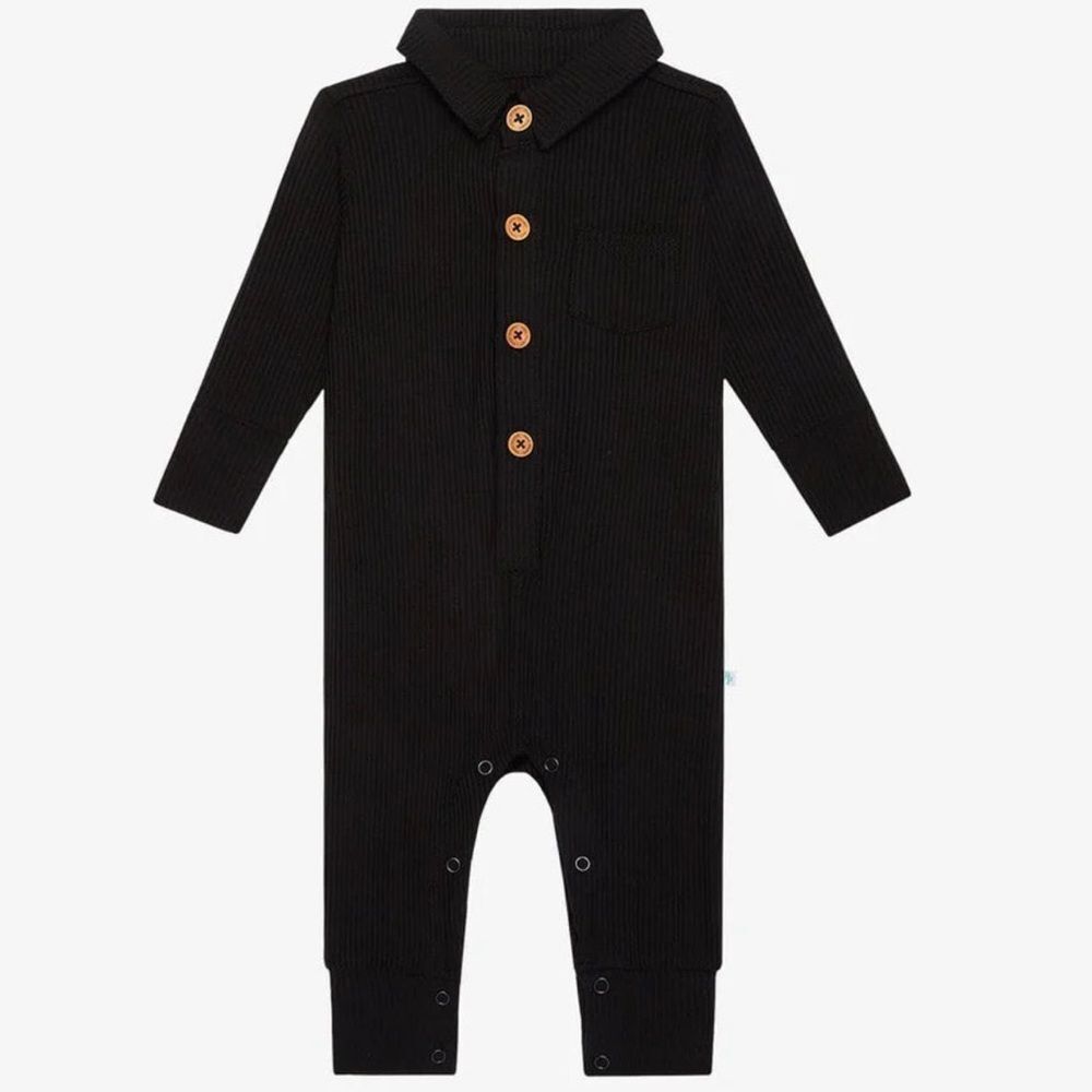 Posh Peanut Charcoal Ribbed Romper